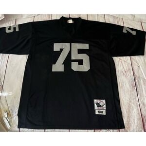 Mitchell & Ness 1987 Howie Long LA Raiders Throwback Jersey Mens 56 Black Silver